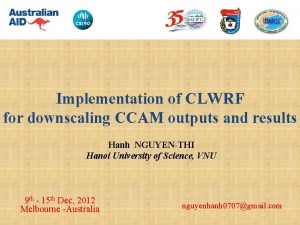 Implementation of CLW RF Implementation of CLWRF for