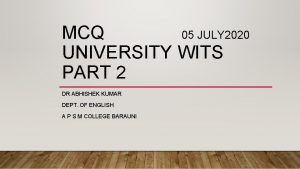 University wits mcq