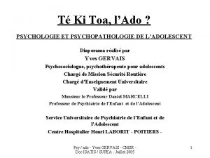 T Ki Toa lAdo PSYCHOLOGIE ET PSYCHOPATHOLOGIE DE