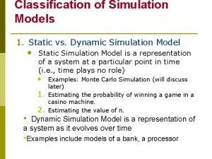 Classification of models in simulation