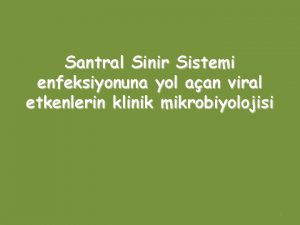Santral Sinir Sistemi enfeksiyonuna yol aan viral etkenlerin