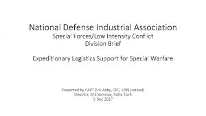 National Defense Industrial Association Special ForcesLow Intensity Conflict