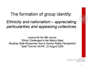 The formation of group identity Ethnicity and nationalism