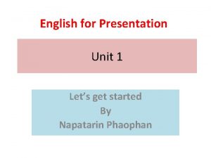 English for presentation unit 1