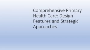 Comprehensive primary health care definition