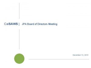 Cal SAWS JPA Board of Directors Meeting December