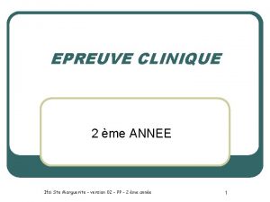 EPREUVE CLINIQUE 2 me ANNEE Ifsi Ste Marguerite