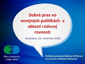 Dobr prax vo verejnch politikch v oblasti rodovej