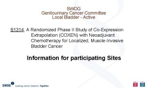 SWOG Genitourinary Cancer Committee Local Bladder Active S