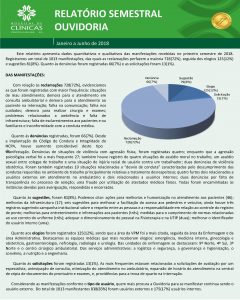 RELATRIO SEMESTRAL OUVIDORIA Janeiro a Junho de 2018