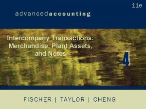 Intercompany Transactions Merchandise Plant Assets and Notes FISCHER