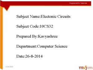 Subject Name Electonic Circuits Subject Code 10 CS