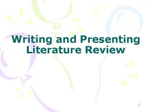 Presenting literature review