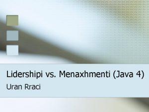 Lidershipi vs Menaxhmenti Java 4 Uran Rraci Permbajtja