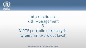 Introduction to Risk Management MPTF portfolio risk analysis