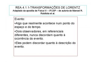 REA 4 1 1 TRANSFORMAES DE LORENTZ Adaptado