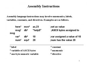 What is mnemonics in assembly language What is mnemonics in assembly language