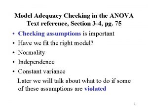 Model adequacy checking anova