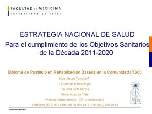 ESTRATEGIA NACIONAL DE SALUD Para el cumplimiento de