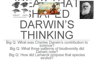 Ideas that shaped darwins thinking