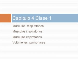 Captulo 4 Clase 1 Msculos respiratorios Msculos inspiratorios