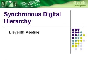 Synchronous Digital Hierarchy Eleventh Meeting History of Multiplexing