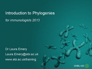 Introduction to Phylogenies for immunologists 2013 Dr Laura