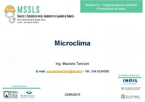 Modulo A 1 Organizzazione sanitaria Formazione di base