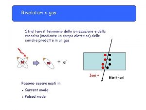 Rivelatori a gas Sfruttano il fenomeno della ionizzazione