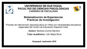 UNIVERSIDAD DE GUAYAQUIL FACULTAD DE CIENCIAS PSICOLGICAS CARRERA