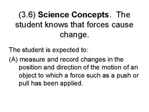 3 6 Science Concepts The student knows that