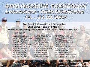 Fachbereich Geologie und Geographie LEITUNG Hans STEYRER unter