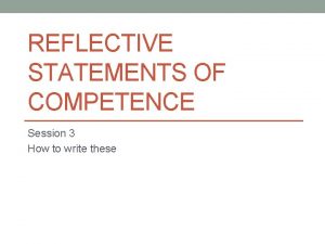 Competency statement 1