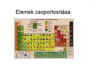 Elemek csoportostsa Az elemeket 3 csoportba osztjuk Flfmek