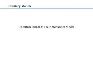 Newsvendor model example