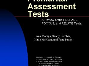 Premarital tests or assessments