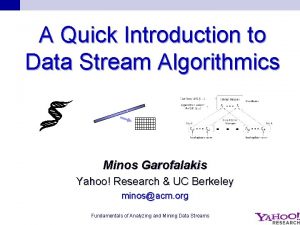 A Quick Introduction to Data Stream Algorithmics Minos