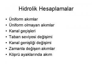 Hidrolik hesaplamalar