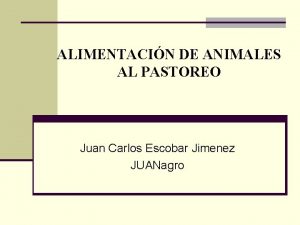 ALIMENTACIN DE ANIMALES AL PASTOREO Juan Carlos Escobar