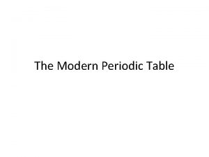 The Modern Periodic Table Early Periodic Table Atomic