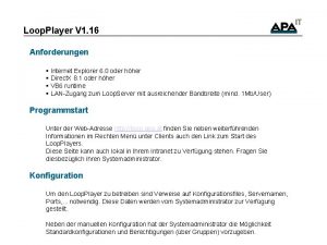 Loop Player V 1 16 Anforderungen Internet Explorer