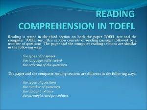 Toefl reading exercises