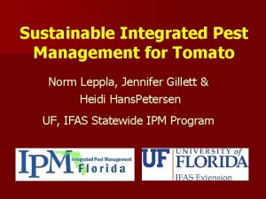 Sustainable Integrated Pest Management for Tomato Norm Leppla