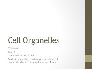 Cell Organelles Mr Jones 1713 CA Content Standard