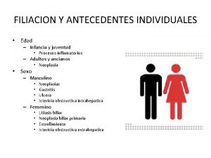 FILIACION Y ANTECEDENTES INDIVIDUALES Edad Infancia y juventud