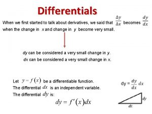 Differentials When we first started to talk about