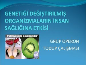 GENET DETRLM ORGANZMALARIN NSAN SALIINA ETKS GRUP OPERON