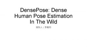 Dense Pose Dense Human Pose Estimation In The