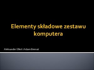 Elementy skadowe zestawu komputera Aleksander Ellert i Adam