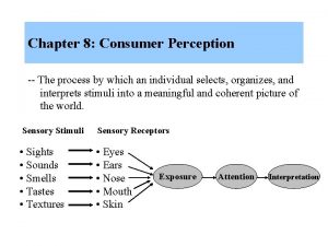 Chapter 8 Consumer Perception The process by which